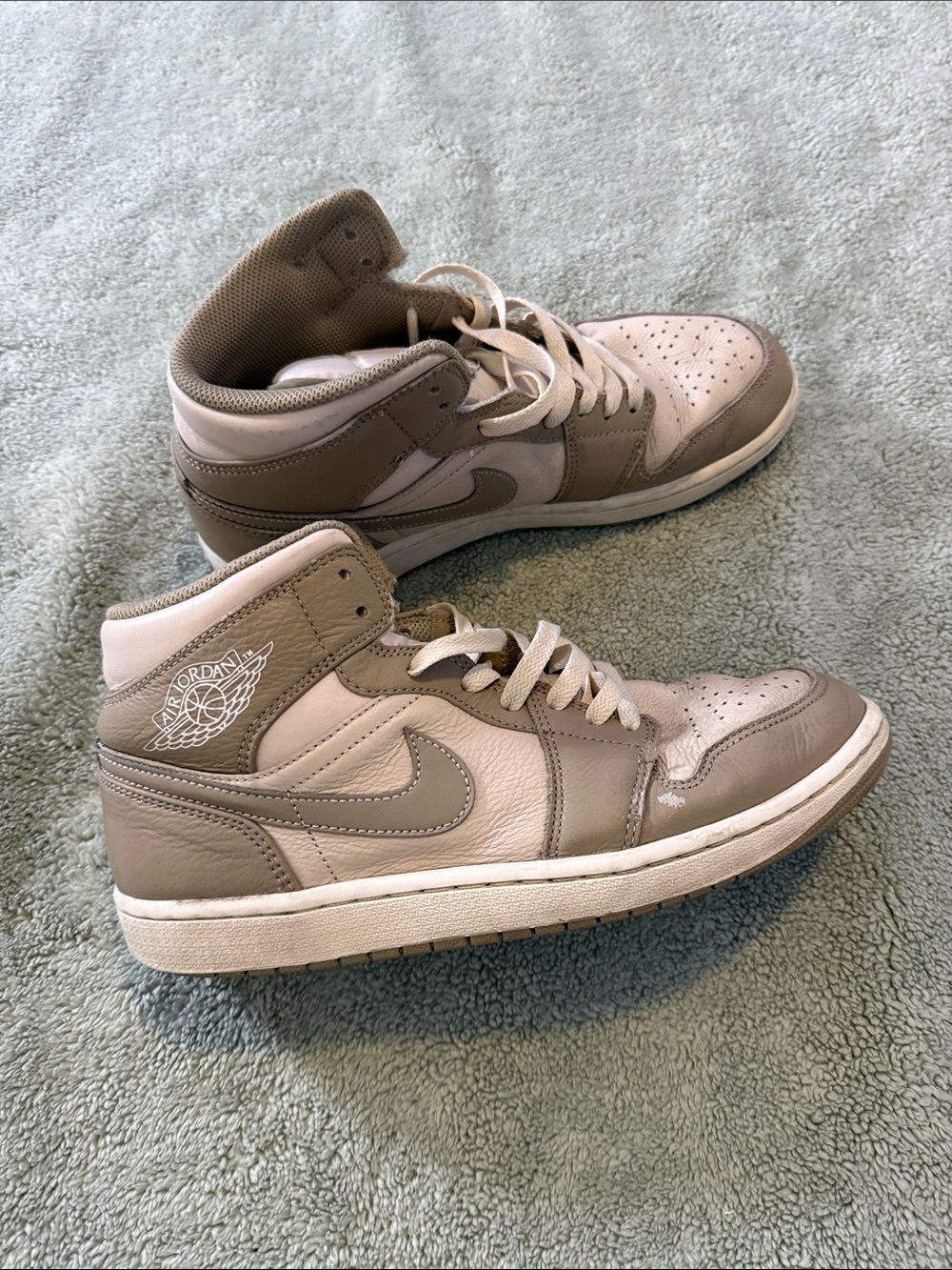 Jordan High-Top Sneakers in Taupe and Cream